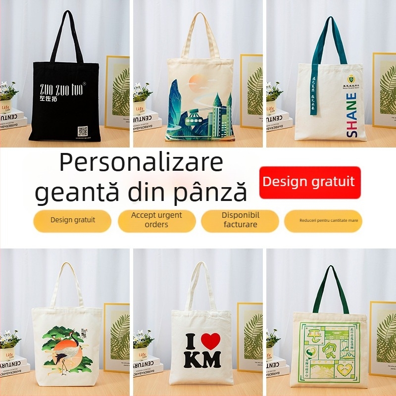 Geantă Tote din canvas cu logo personalizat, personalizabilă, imprimare prin transfer termic