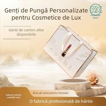 Genți de cadouri INS stil, cu embosare, acoperire UV și ștampilare la cald, carton alb, dimensiuni personalizabile, imprimare a logo-ului