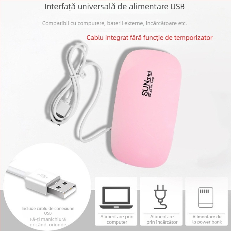 Lampă de unghii în formă de șoarece - lampă uscat unghii portabilă, model SUN mini; origine Zhejiang; greutate netă 85 g; OEM marcă; 200 buc./cutie