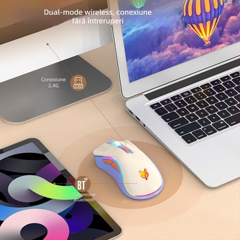 Mouse optic wireless – dual-mod 2.4G/Bluetooth, 3200 DPI, 6 butoane, 4 direcții derulare, reîncărcabil