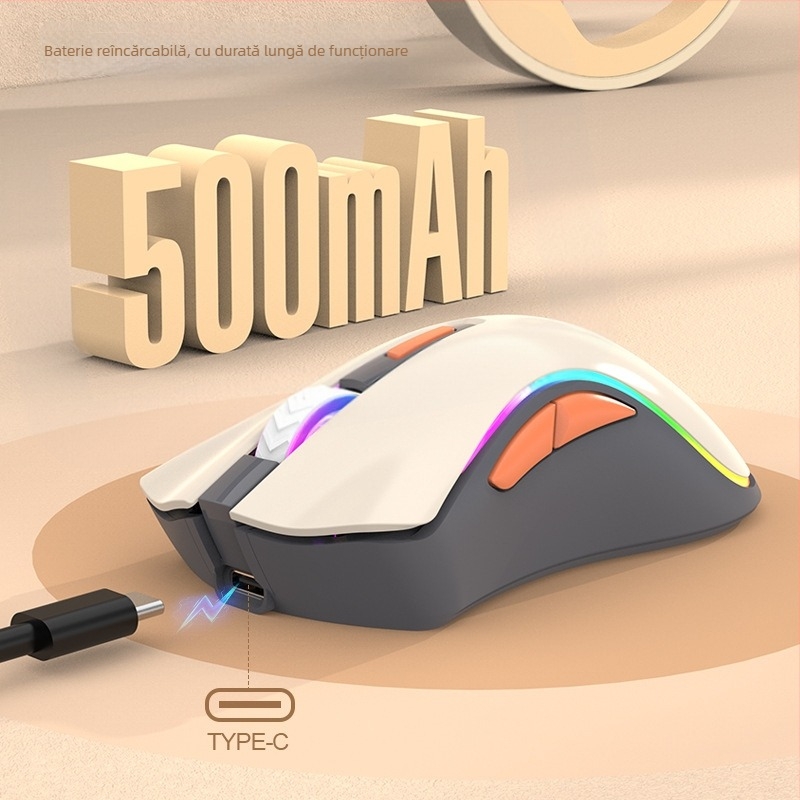 Mouse optic wireless – dual-mod 2.4G/Bluetooth, 3200 DPI, 6 butoane, 4 direcții derulare, reîncărcabil