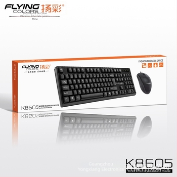 Set cu fir tastatură și mouse USB, senzor optic 1000dpi, rezistent la apă, design ergonomic, pentru notebook, uz casnic, gaming și birou