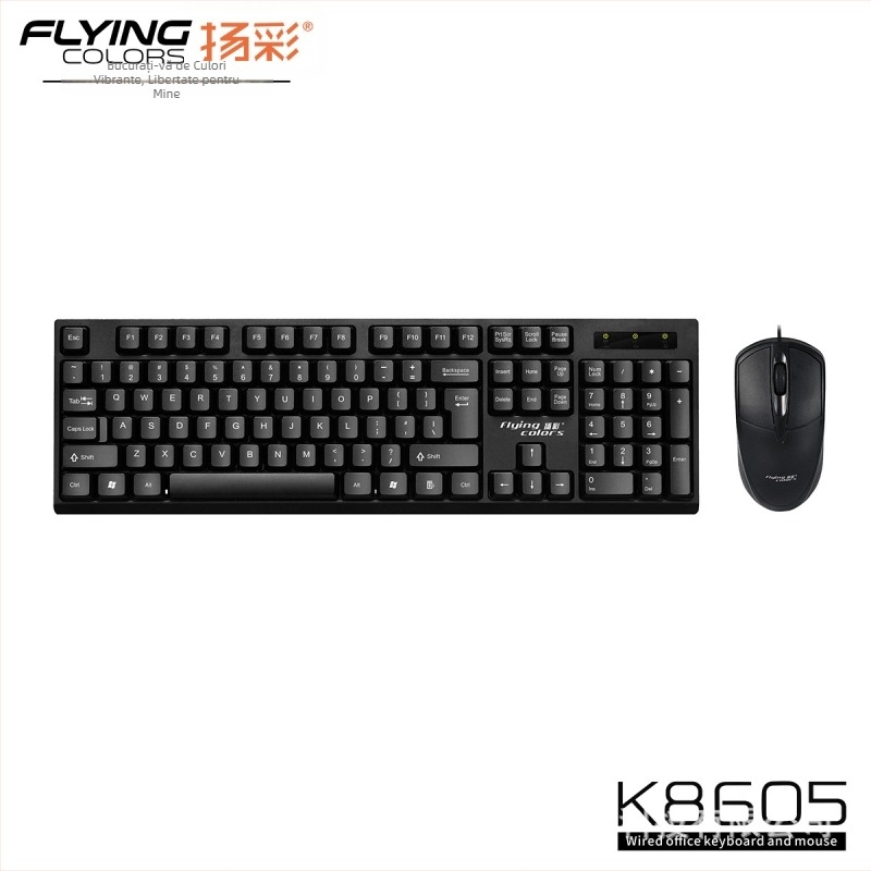 Set cu fir tastatură și mouse USB, senzor optic 1000dpi, rezistent la apă, design ergonomic, pentru notebook, uz casnic, gaming și birou