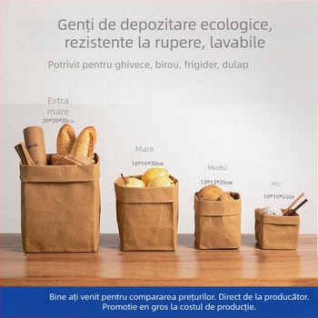 Geantă din hârtie kraft lavabilă pentru organizarea pensulelor de machiaj pe birou, impermeabilă, pătrată, cusută (Material: hârtie kraft lavabilă ecologică; Formă: pătrată; Confecție: cusut; Producție zilnică: 1000)