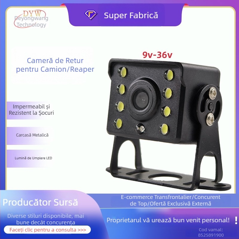 Oliyo dash cam 4 canale pentru camion, viziune AHD de noapte, unghi larg, cameră de mers înapoi