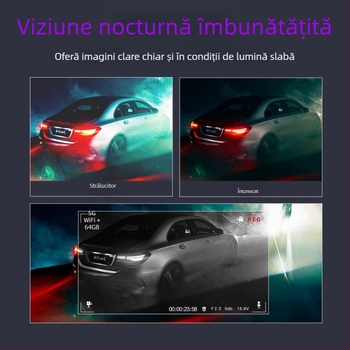 Camera pentru bord auto cu ecran de 3,0 inchi, înregistrare HD, vedere nocturnă infraroșu, conectivitate Wi‑Fi cu telefonul, monitorizare parcare, rotație 360°