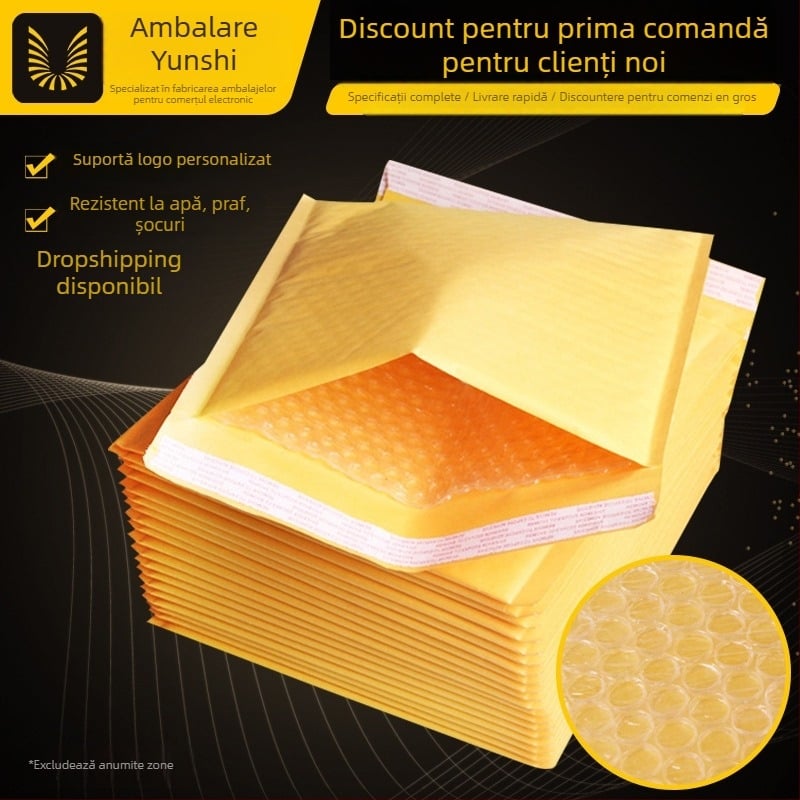 Plic expediere din hârtie kraft cu bule – închidere 4 cm, imprimare offset, PE plastic