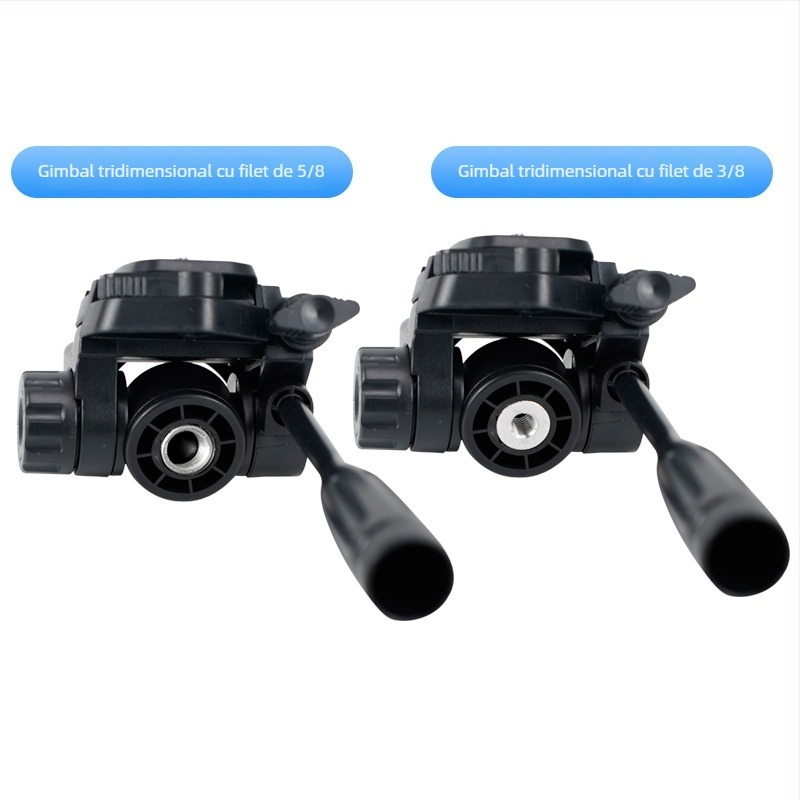 Cap de trepied profesional pentru fotografie și videografie cu placă de eliberare rapidă pentru telefon – construcție din plastic, montaj 3/8, 1/4, 5/8, rotire orizontală 180°, verticală 90°, 360°