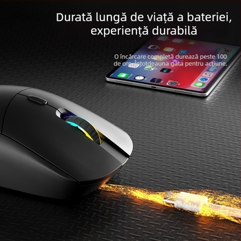 Mouse wireless de gaming, ergonomic, senzor optic 8000 DPI, 7 butoane, reglaj DPI în 6 trepte, rază de operare 10 m