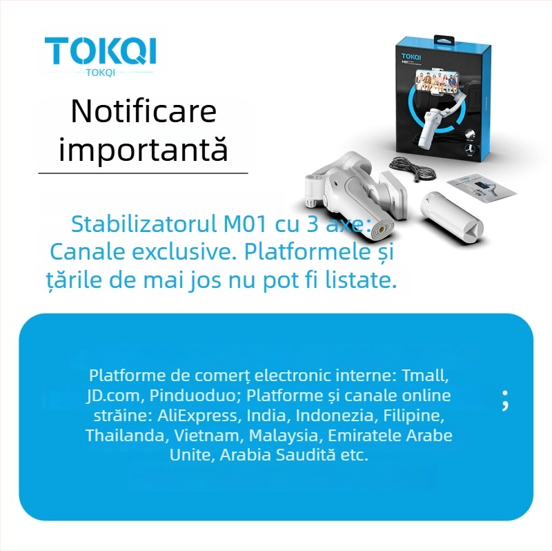 M01 stabilizator portabil cu trei axe pentru telefonul mobil, urmărire facială inteligentă, 320° pan/tilt, greutate netă 378 g