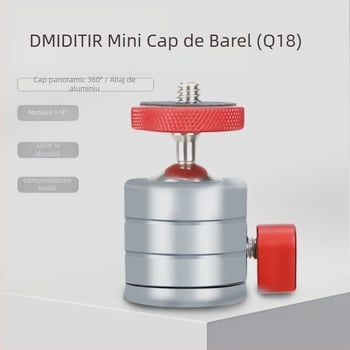Q18 Mini Cap de Sferă – Panoramă Dublă, 360° Orizontal, -80° până la +90° Vertical, Aluminiu, Ușor 81 g, Universal