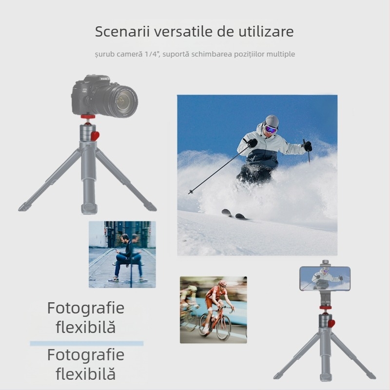 Q18 Mini Cap de Sferă – Panoramă Dublă, 360° Orizontal, -80° până la +90° Vertical, Aluminiu, Ușor 81 g, Universal