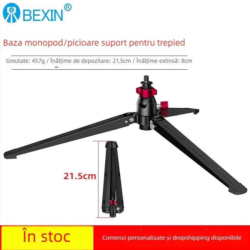 Trepied pentru fotografie din aliaj de aluminiu, model ST-4, 1 secțiune, sarcină 6–10 kg, greutate 0,457 kg