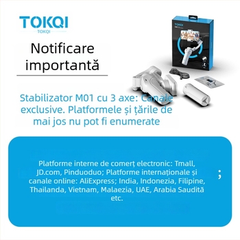 TOKQI stabilizator portabil cu trei axe pentru telefonul mobil, urmărire facială, M01 — rotire 320° pe orizontală și verticală, greutate netă 378 g