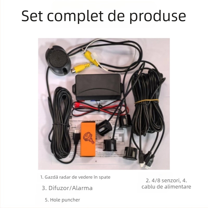 Radar vizual de mers înapoi, vd3, 8 sonde, rază 0,2–2,5 m, alarmă vocală, afișaj pentru mașină