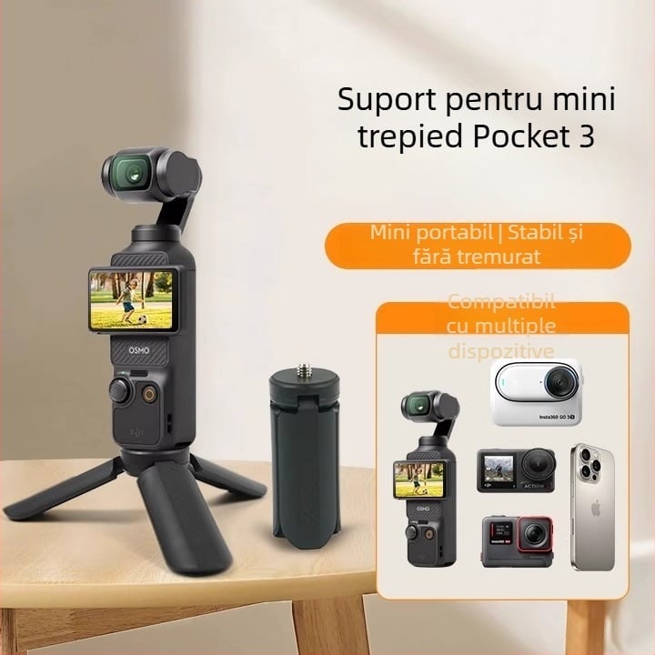 Tripod Km-05 pentru camere cu stabilizator de mână — ABS plastic, sarcină 2,5 kg, 3D gimbal, greutate 44 g
