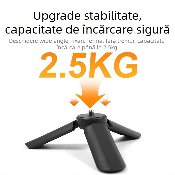 Tripod Km-05 pentru camere cu stabilizator de mână — ABS plastic, sarcină 2,5 kg, 3D gimbal, greutate 44 g