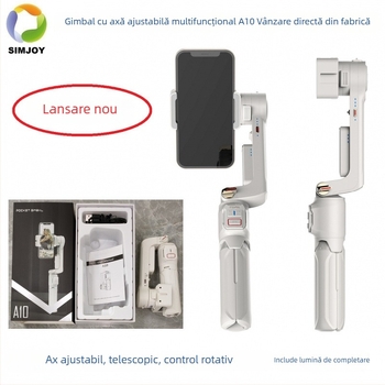 Stabilizator gimbal cu două axe — Multifuncțional, Antivibrații Inteligentă; Material: ABS+fibră; Compatibil cu telefoane mobile și camere de acțiune; Lansare: august 2023; Garanție de 12 luni; Brand privat autorizat
