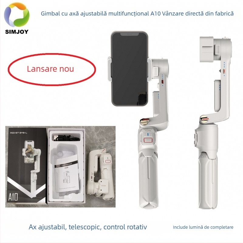 Stabilizator gimbal cu două axe — Multifuncțional, Antivibrații Inteligentă; Material: ABS+fibră; Compatibil cu telefoane mobile și camere de acțiune; Lansare: august 2023; Garanție de 12 luni; Brand privat autorizat