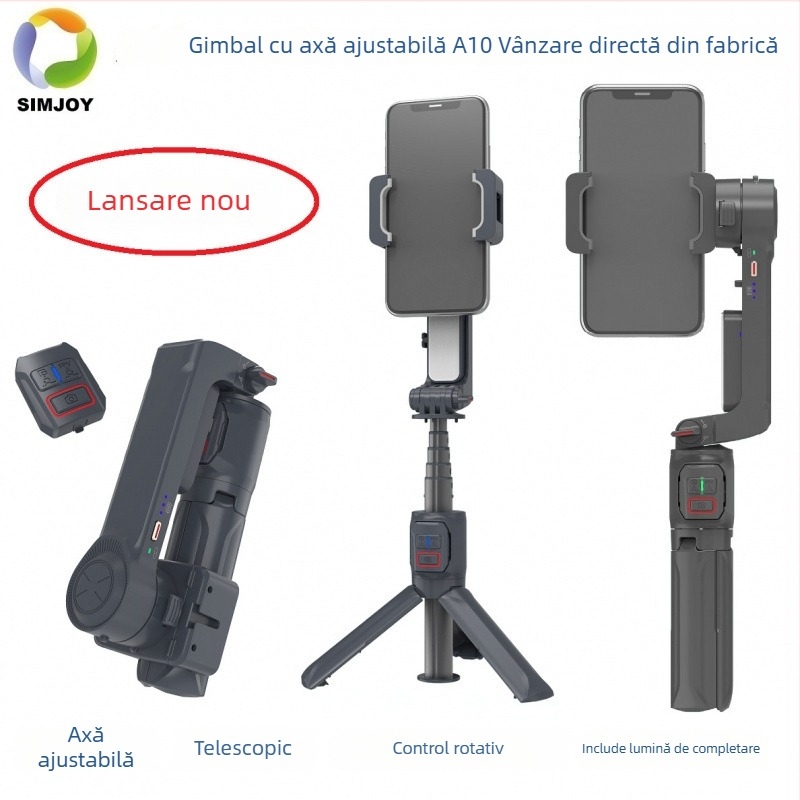 Stabilizator gimbal cu două axe — Multifuncțional, Antivibrații Inteligentă; Material: ABS+fibră; Compatibil cu telefoane mobile și camere de acțiune; Lansare: august 2023; Garanție de 12 luni; Brand privat autorizat