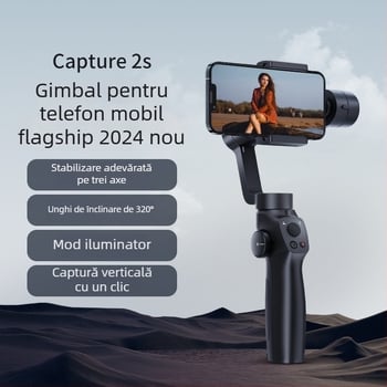 Stabilizator gimbal cu 3 axe pentru smartphone — urmărire inteligentă anti-tremur, corp din ABS, baterie încorporată, greutate 500 g (pan 320°, tilt 320°, viteză 120°/s)