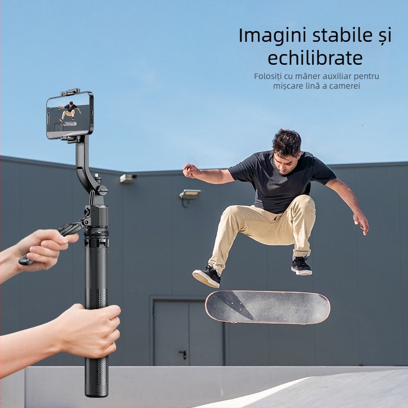 Suport gimbal cu urmărire facială AI pentru smartphone – corp din aluminiu, rotație verticală 360°, greutate 620 g, compatibil cu majoritatea telefoanelor, utilizare interioară/exterioară