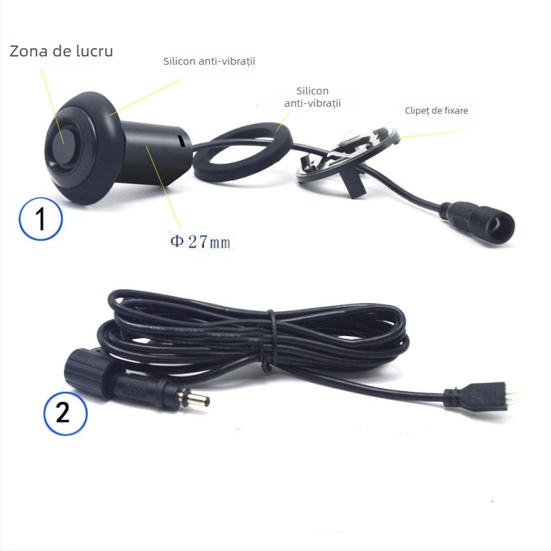 Erlangshen senzor radar invers pentru camioane/trailere, sondă externă, montaj exterior fără găuri, alarmă ultrasonică de distanță