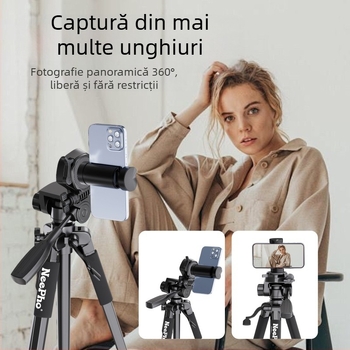 NP-8850 trepied pentru camere SLR cu cap 3D gimbal, aliaj de aluminiu, 4 segmente, încărcare 6–10 kg, placă de eliberare rapidă
