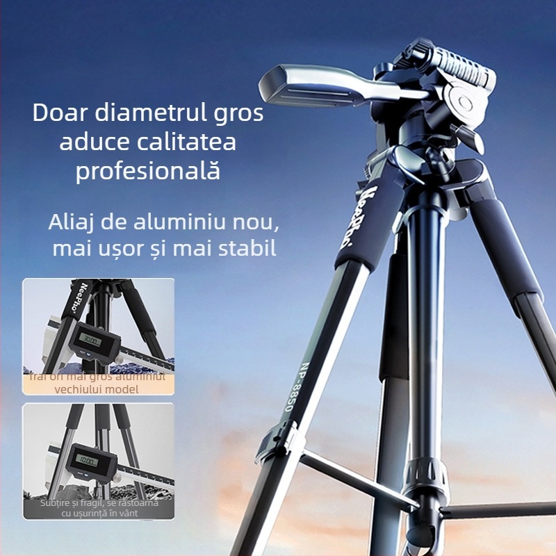 NP-8850 trepied pentru camere SLR cu cap 3D gimbal, aliaj de aluminiu, 4 segmente, încărcare 6–10 kg, placă de eliberare rapidă