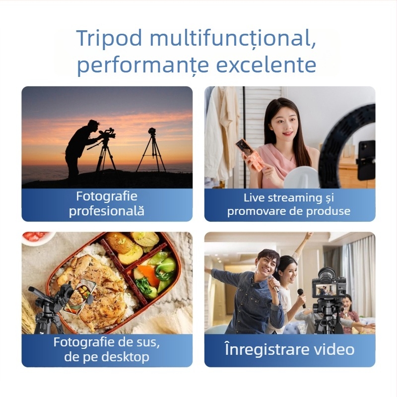 NP-8850 trepied pentru camere SLR cu cap 3D gimbal, aliaj de aluminiu, 4 segmente, încărcare 6–10 kg, placă de eliberare rapidă