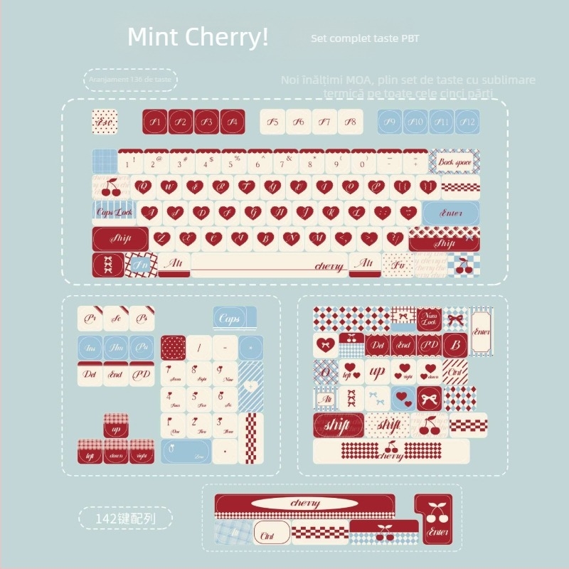 Keycaps pentru tastatură mecanică — PBT, sublimare termică, fără iluminare, impermeabile