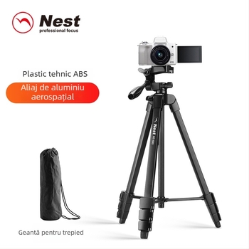 NT-510 Trepied pentru telefonul mobil cu 3D gimbal, 4 secțiuni, aliaj de aluminiu, placă cu eliberare rapidă, sarcină de până la 3 kg