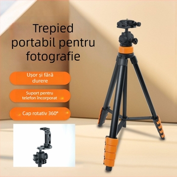 Trepied cu cap balon pentru telefoane și camere compacte – 5 secțiuni, aliaj de aluminiu + ABS, încărcare 2 kg, placă de eliberare rapidă