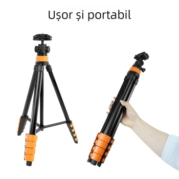 Trepied cu cap balon pentru telefoane și camere compacte – 5 secțiuni, aliaj de aluminiu + ABS, încărcare 2 kg, placă de eliberare rapidă