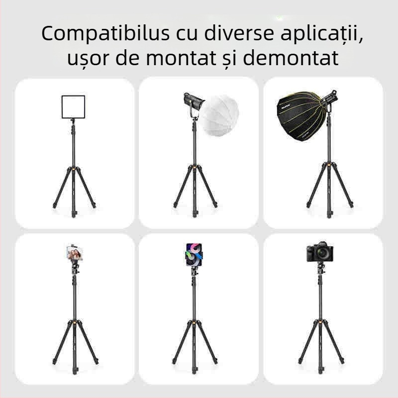 Yunteng 5228 Trepied pentru fotografie din aliaj de aluminiu, design anti-pliere, cap adaptor, sarcină 2-5 kg