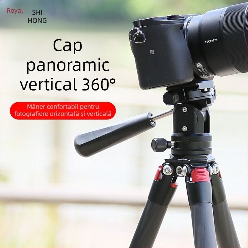 Gimbal panoramic pentru camere SLR/Mirrorless – rotație orizontală 360°, înclinare verticală 90°/-55°, aliaj de aluminiu, greutate 0,3 kg, placă de eliberare rapidă