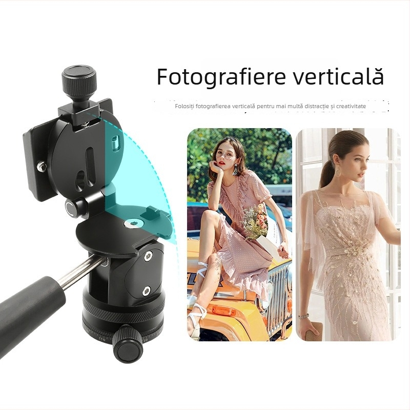 Gimbal panoramic pentru camere SLR/Mirrorless – rotație orizontală 360°, înclinare verticală 90°/-55°, aliaj de aluminiu, greutate 0,3 kg, placă de eliberare rapidă