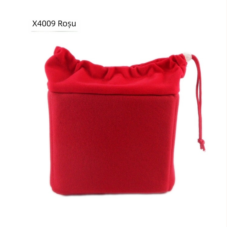 Geantă interioară din catifea pentru aparat DSLR/mirrorless, protecție la șocuri și praf, închidere prin șnur, model X4009