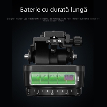 Stabilizator pan-tilt electric, 360°, cu telecomandă, pentru telefon mobil și DSLR — corp din aliaj de aluminiu, rotație orizontală 360°, rotație verticală 70°, suport pentru telefon.