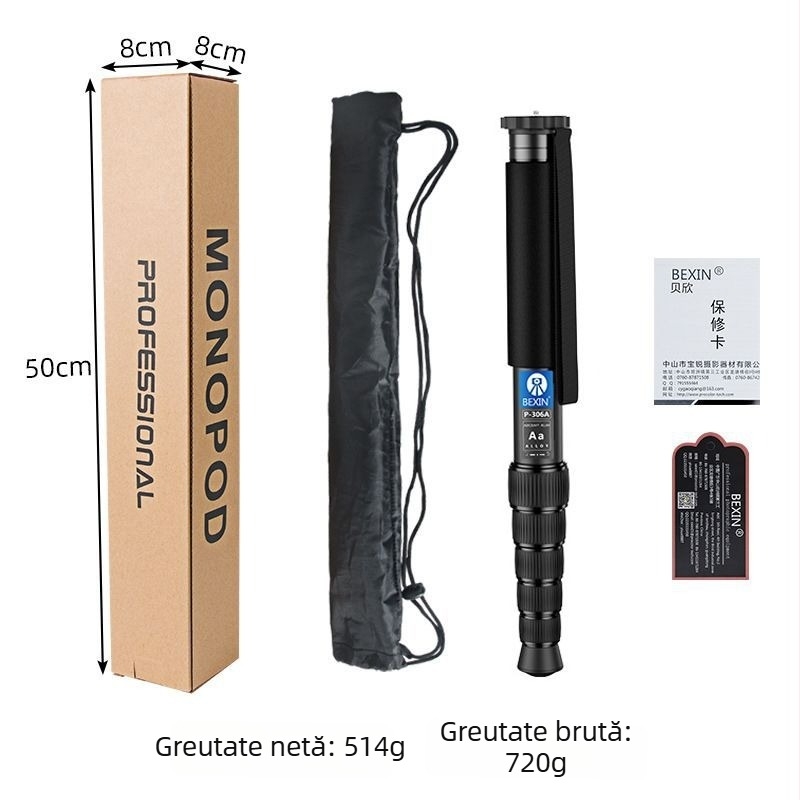 Monopod P306A de la BEXIN, aliaj de aluminiu, capacitate de încărcare 6-10 kg