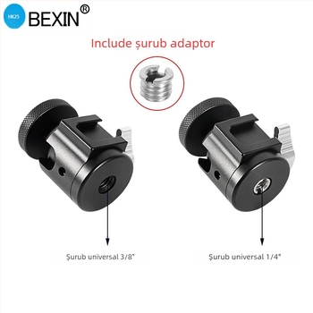BEXIN mini suport rece pentru pantof cu cap bal din aliaj de aluminiu, pentru camere DSLR și accesorii, rotație 360° orizontal/vertical, greutate 0,098 kg