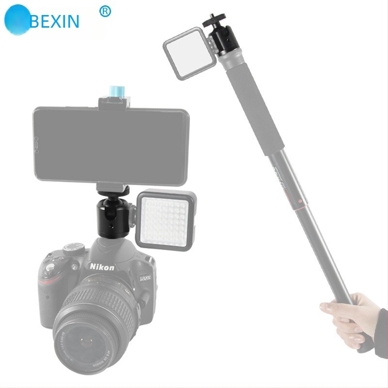 BEXIN mini suport rece pentru pantof cu cap bal din aliaj de aluminiu, pentru camere DSLR și accesorii, rotație 360° orizontal/vertical, greutate 0,098 kg