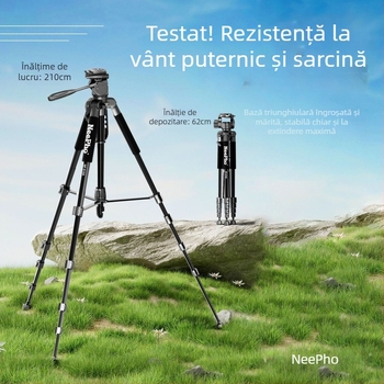 NP-910A Trepied pentru Cameră cu Cap 3D Gimbal, Aluminiu, 5 Secțiuni, Capacitate de Încărcare 11–15 kg