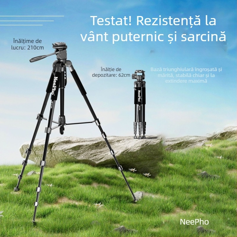 NP-910A Trepied pentru Cameră cu Cap 3D Gimbal, Aluminiu, 5 Secțiuni, Capacitate de Încărcare 11–15 kg