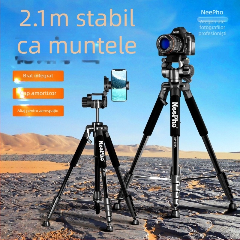 NP-910A Trepied pentru Cameră cu Cap 3D Gimbal, Aluminiu, 5 Secțiuni, Capacitate de Încărcare 11–15 kg