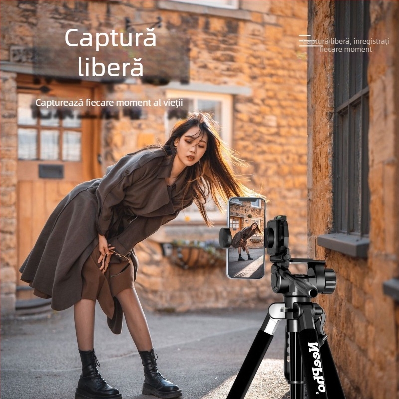 NP-910A Trepied pentru Cameră cu Cap 3D Gimbal, Aluminiu, 5 Secțiuni, Capacitate de Încărcare 11–15 kg