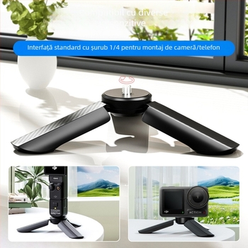 Trepied pentru DJI Pocket 3 Mini cu tijă telescopică și suport de birou, material fibră de nylon, greutate 44 g, sarcină maximă sub 2 kg