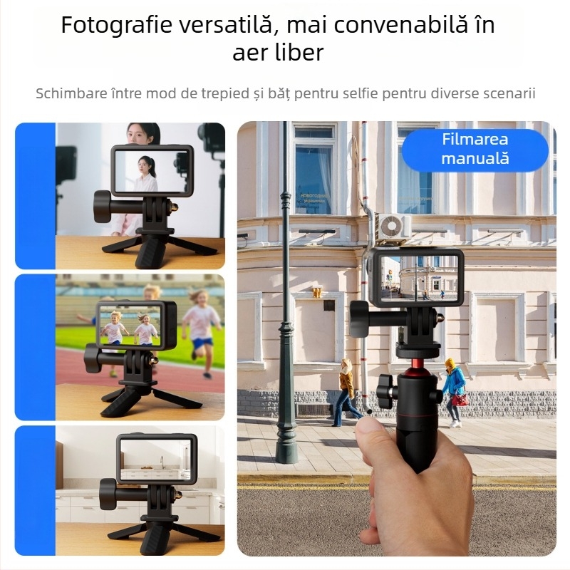 Trepied pentru DJI Pocket 3 Mini cu tijă telescopică și suport de birou, material fibră de nylon, greutate 44 g, sarcină maximă sub 2 kg
