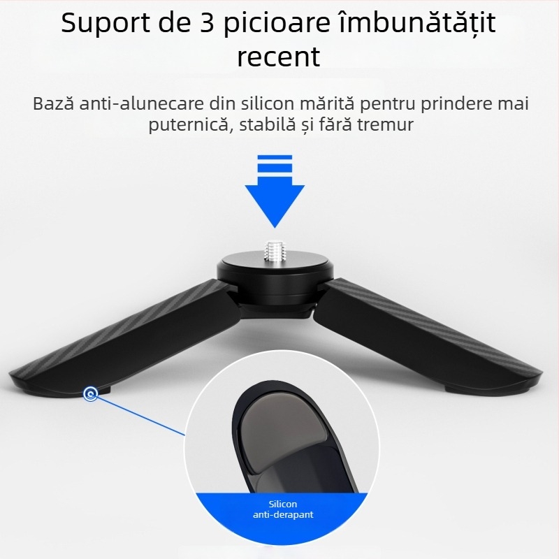 Trepied pentru DJI Pocket 3 Mini cu tijă telescopică și suport de birou, material fibră de nylon, greutate 44 g, sarcină maximă sub 2 kg