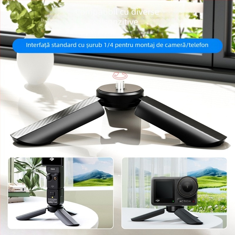 Trepied pentru DJI Pocket 3 Mini cu tijă telescopică și suport de birou, material fibră de nylon, greutate 44 g, sarcină maximă sub 2 kg